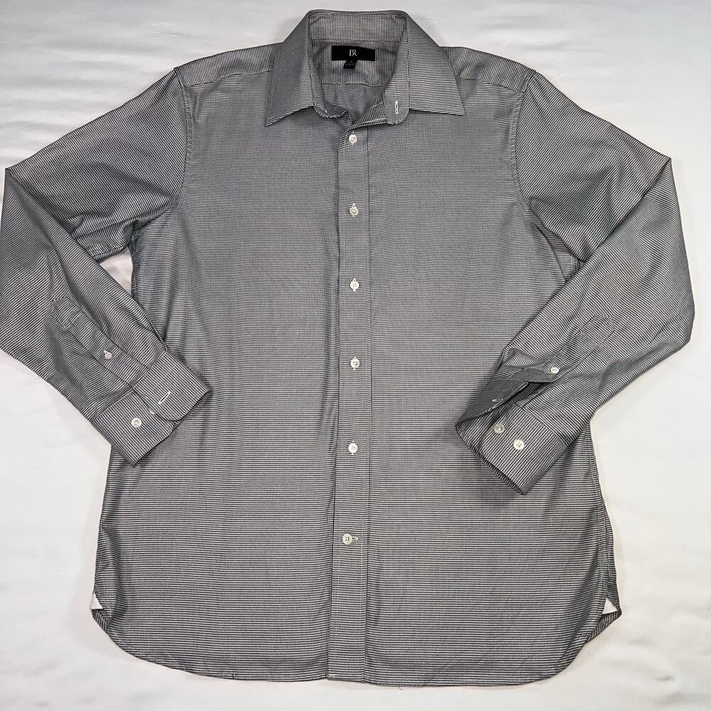 Banana Republic Shirt Mens Size L Black Micro Houndstooth True Slim Fit Button
